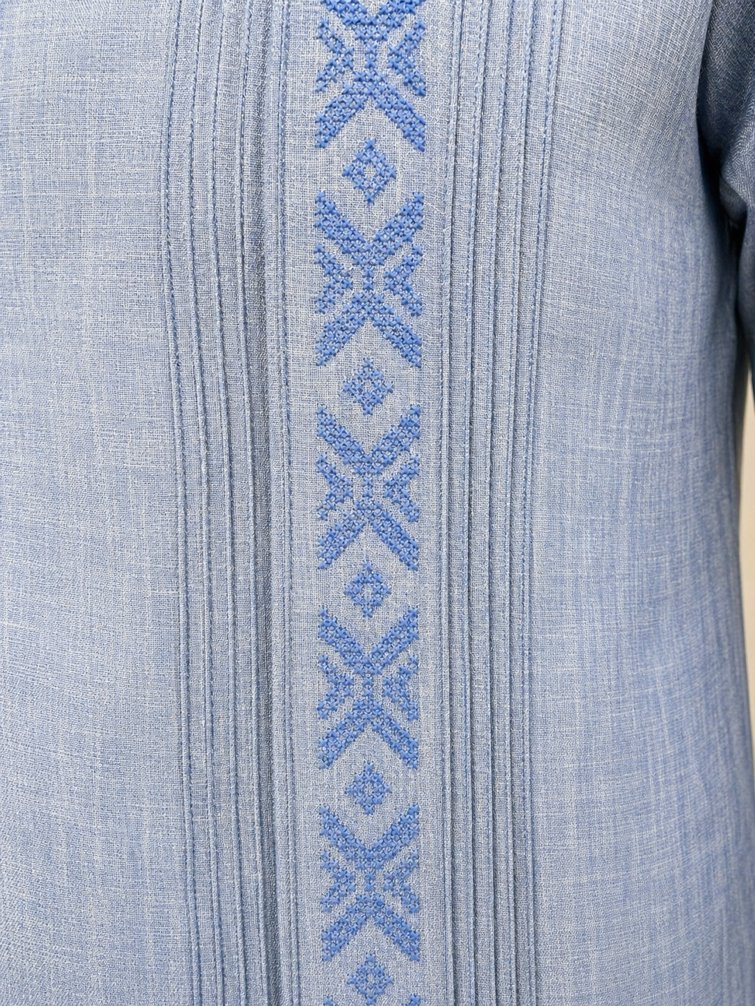 Men's Traditional Embroidered Sky Blue Guayabera