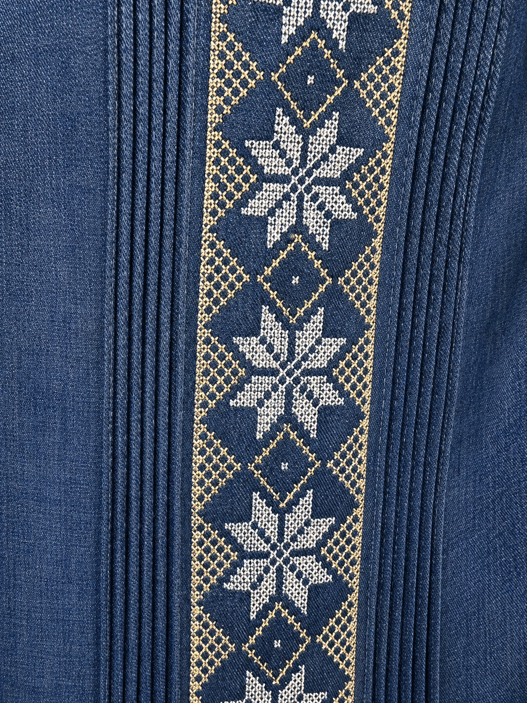 Guayabera Hombre Bordado Tradicional Azul Índigo