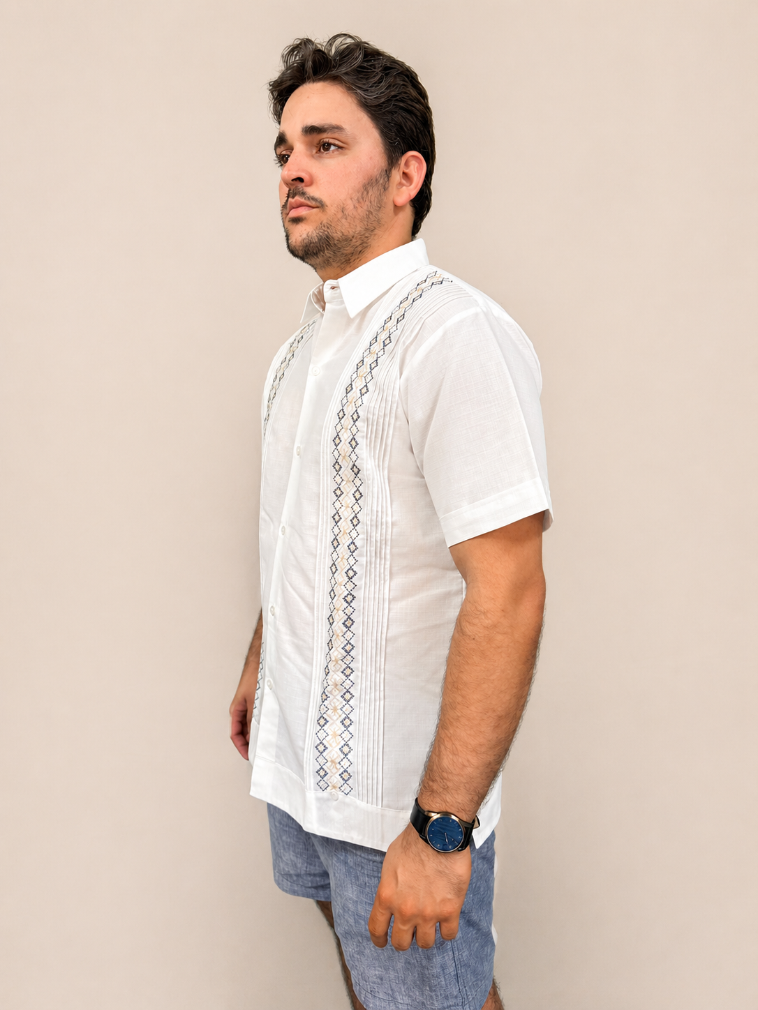 Men's Traditional Embroidered White Guayabera