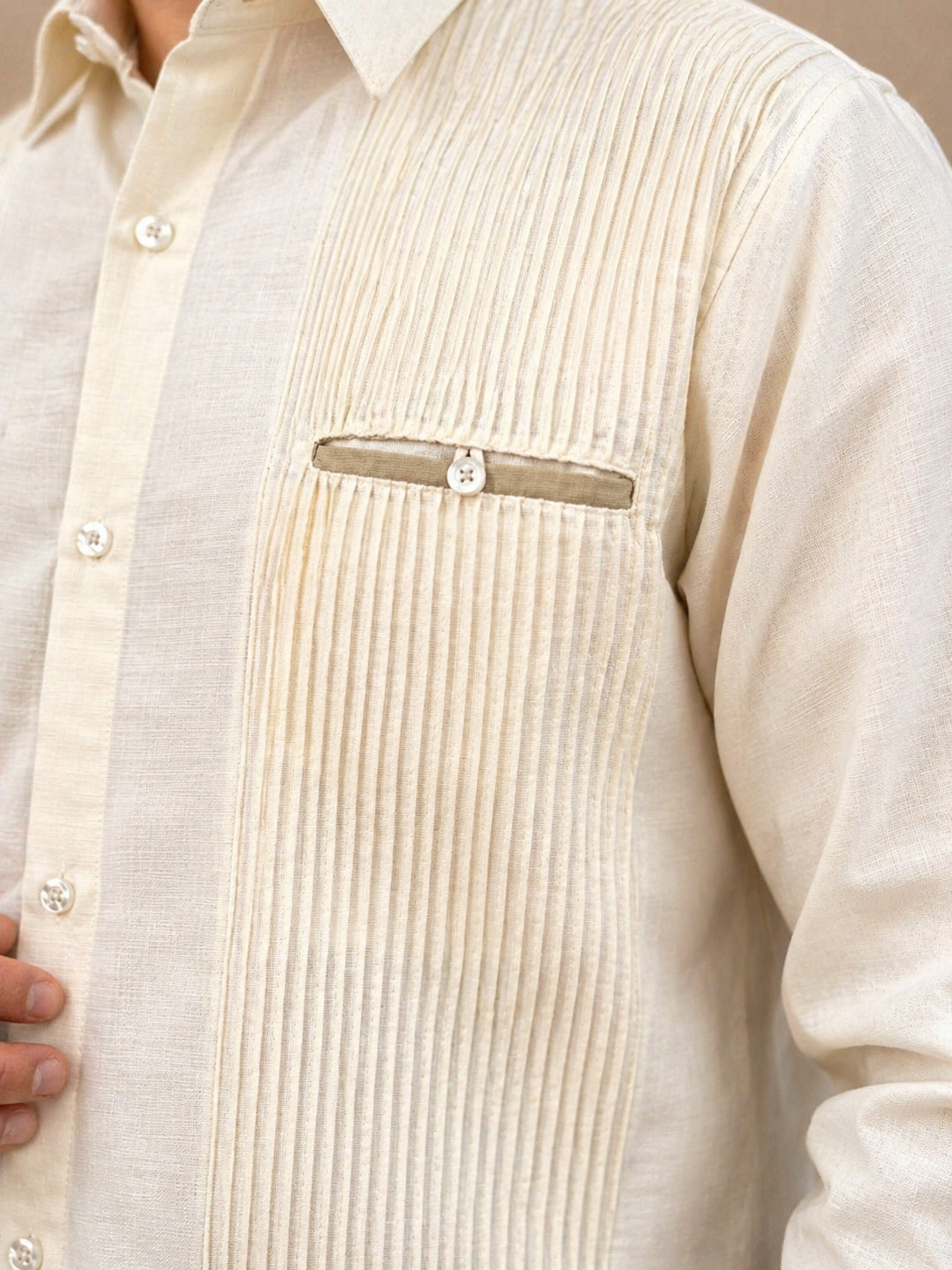 Men's Classic Embroidered Guayabera - Ivory