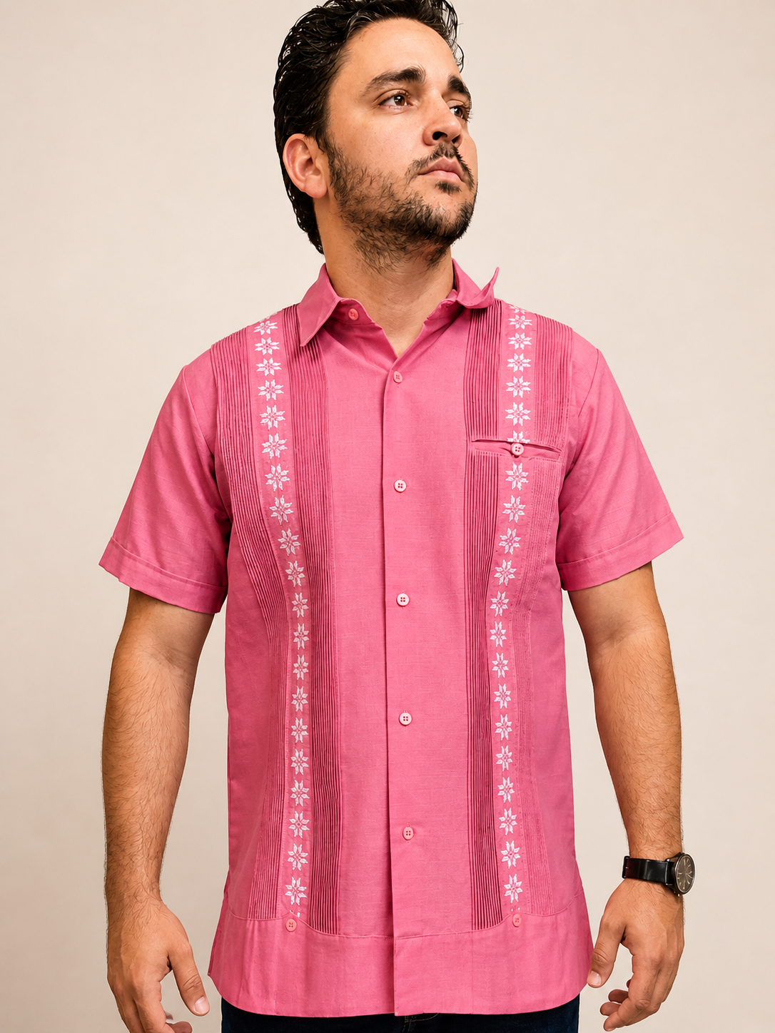 Guayabera Estrellas Rosa