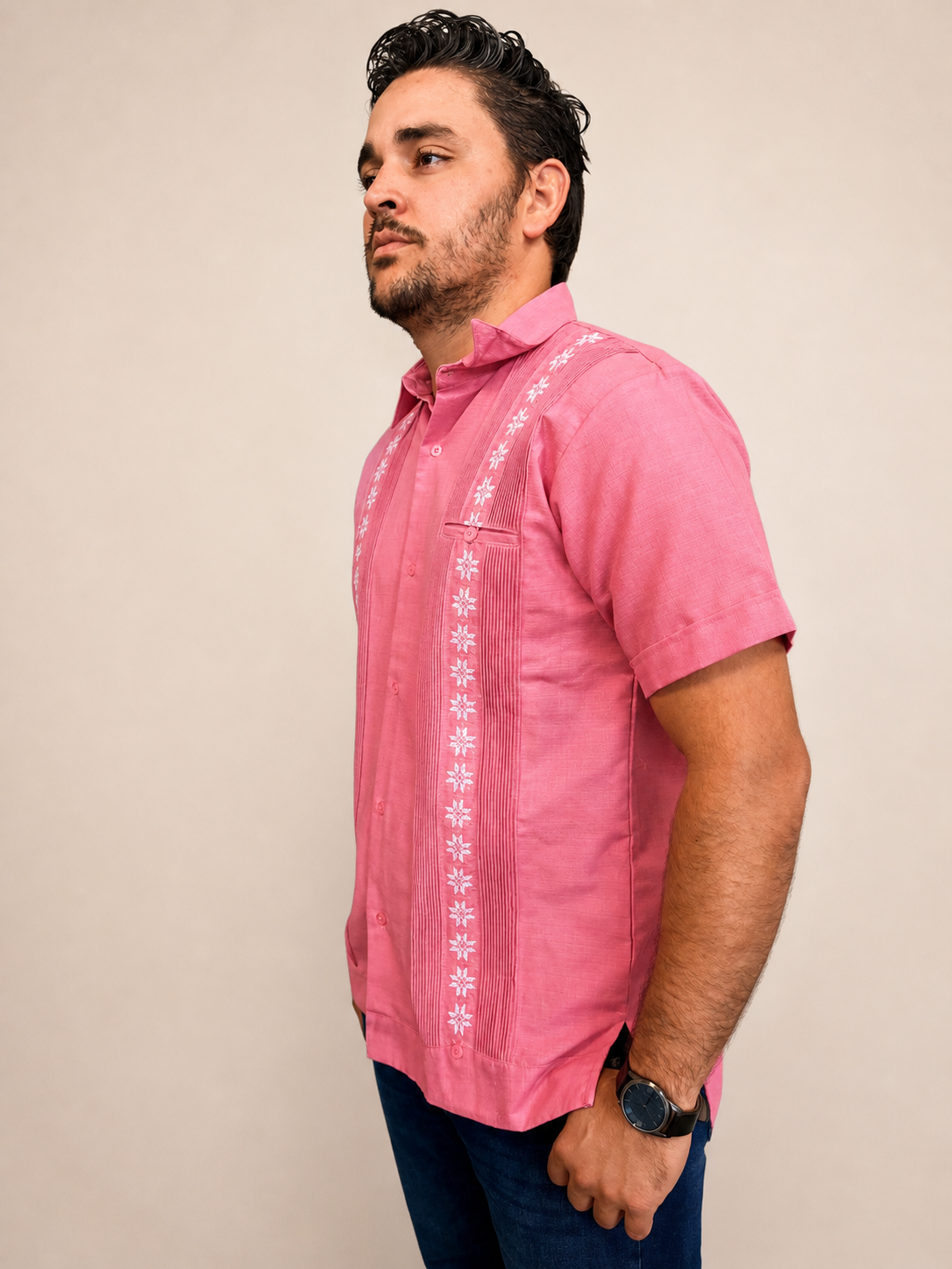 Guayabera Estrellas Rosa