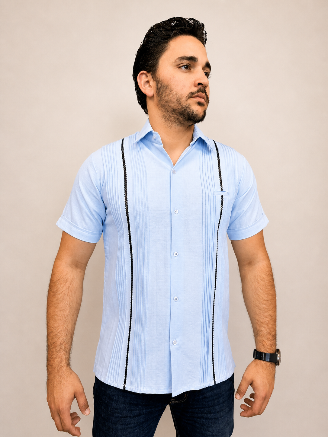 Guayabera Picueta celeste